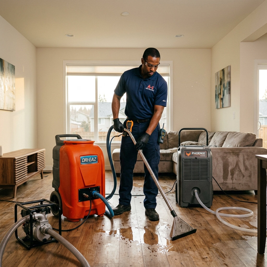 Valle Vista Water Damage Pros team performing professional water damage restoration in a Riverside County home