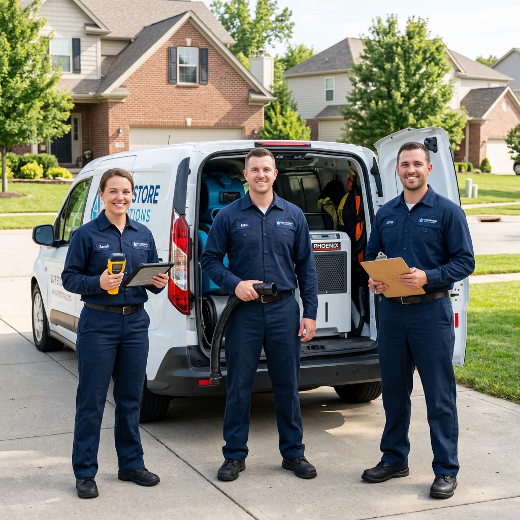 Valle Vista Water Damage Pros certified restoration team standing with professional equipment in Riverside County CA